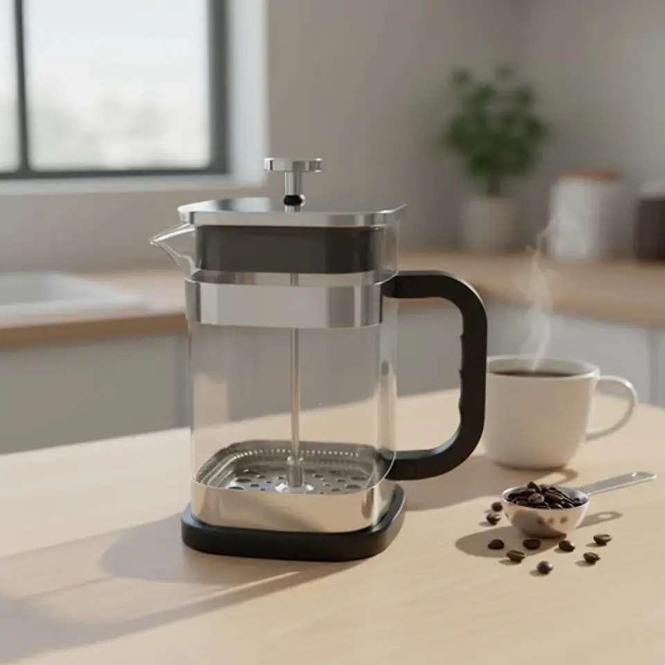 Cafetera Embolo Prensa Francesa 1000cc Vidrio Negra Color Ne 8