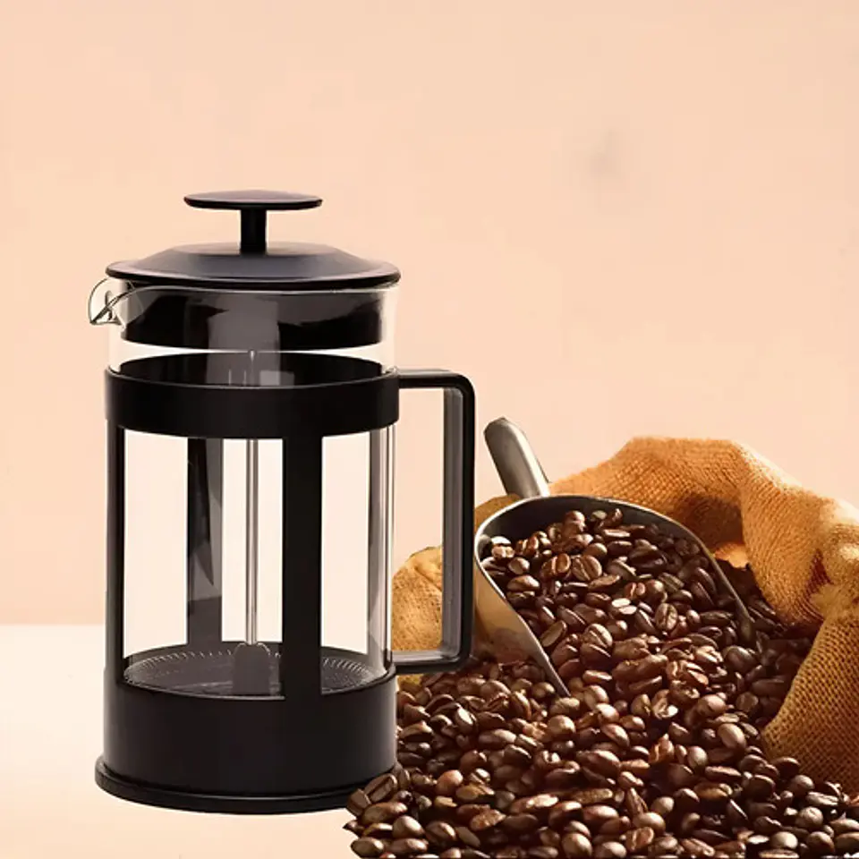 Cafetera Embolo Prensa Francesa 1000cc Vidrio Negra Color Ne 10