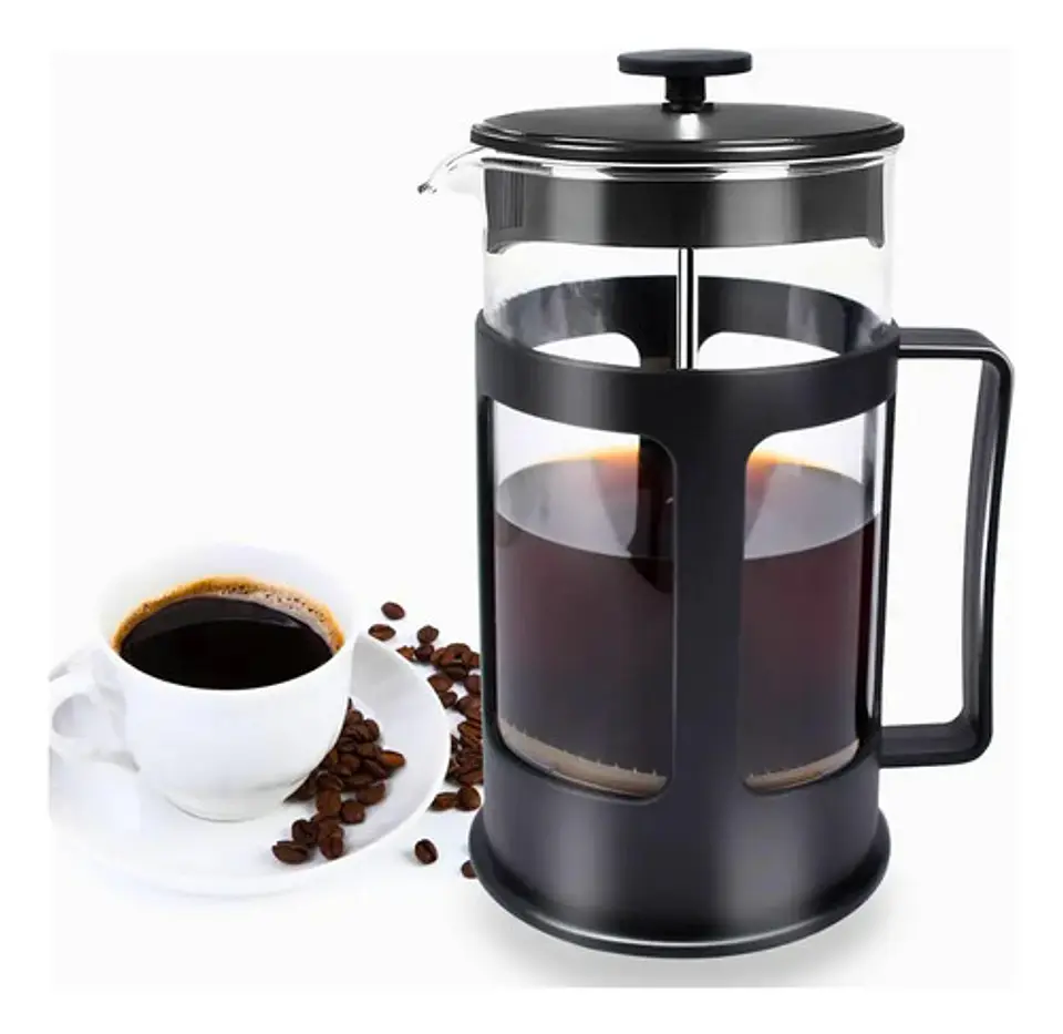 Cafetera Embolo Prensa Francesa 1000cc Vidrio Negra Color Ne 12