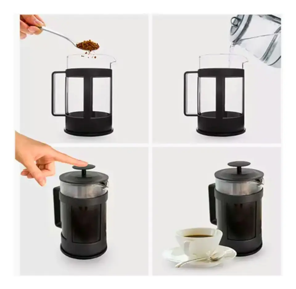 Cafetera Embolo Prensa Francesa 1000cc Vidrio Negra Color Ne 14