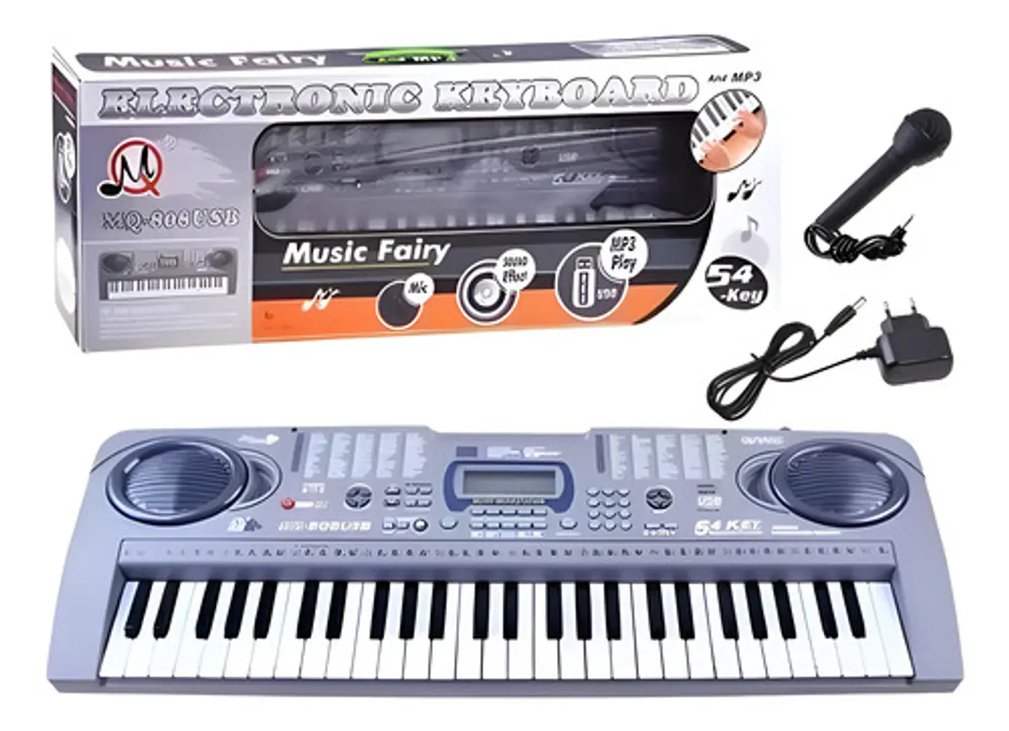 Organeta Piano 54 Teclas Usb Mp3 Micrófono Color Negro 5v 1
