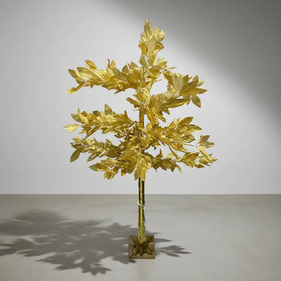 Arbol Navidad Dorado Bodas Arreglos Decor 1.8m Hojas 160 Led 1