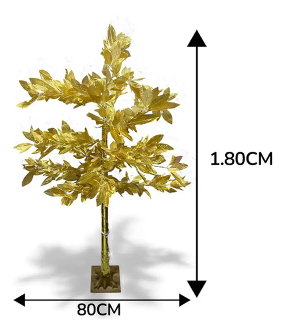Arbol Navidad Dorado Bodas Arreglos Decor 1.8m Hojas 160 Led 3