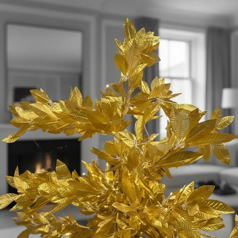 Arbol Navidad Dorado Bodas Arreglos Decor 1.8m Hojas 160 Led 4