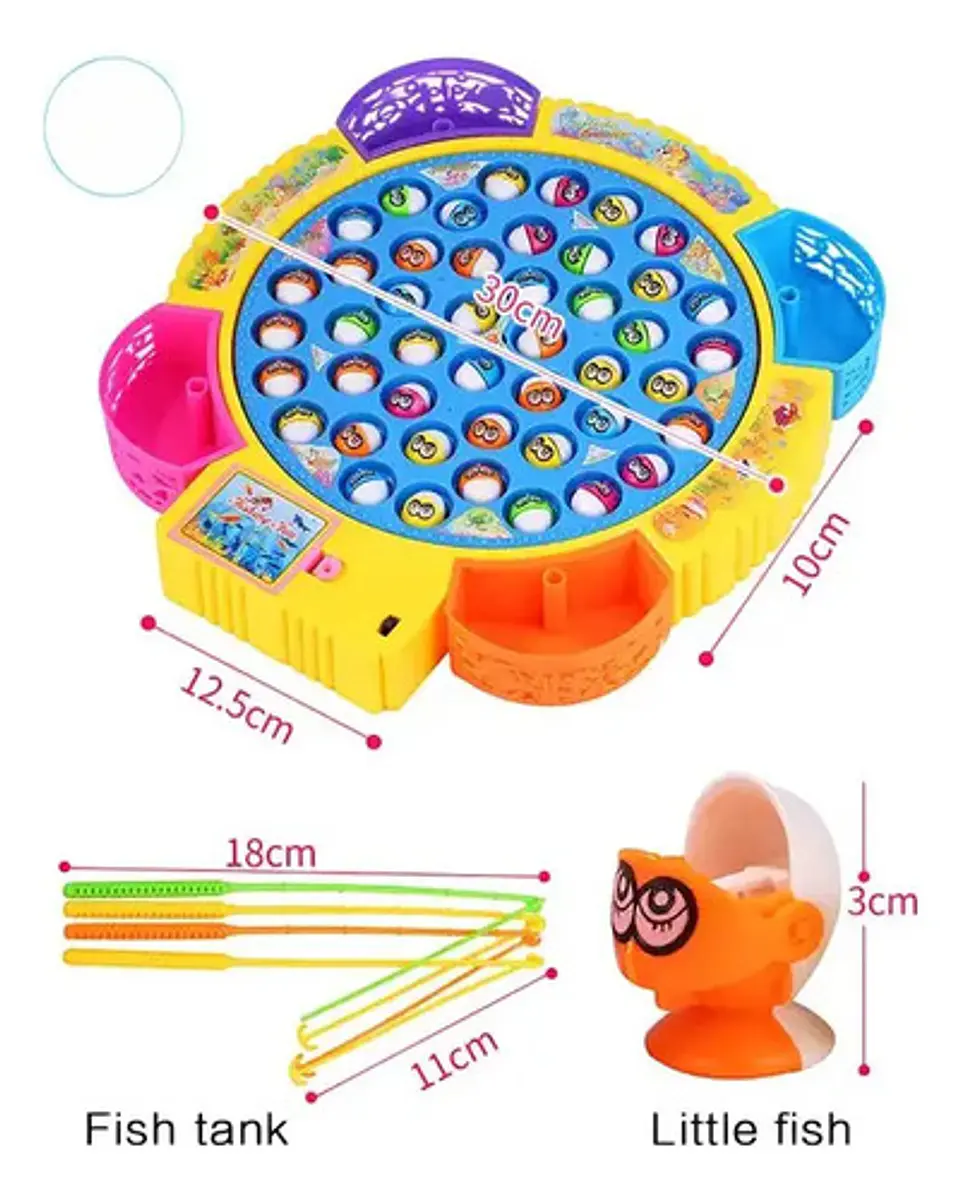 Juego De Pesca Juguete Giratorio Infantil 45 Peces 4 Pescas 6