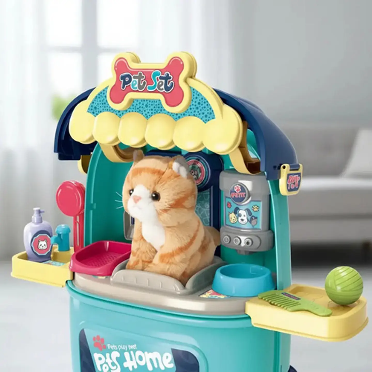 Maleta Maletin Ruedas Mascota Set Veterinaria Cuidado Gato 4