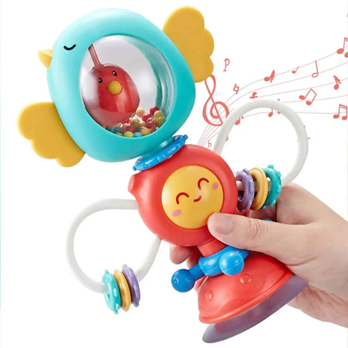 Sonajero Giratorio Bebe Estimulacion Montessori Educativo Color Rojo Diseño Carro 3