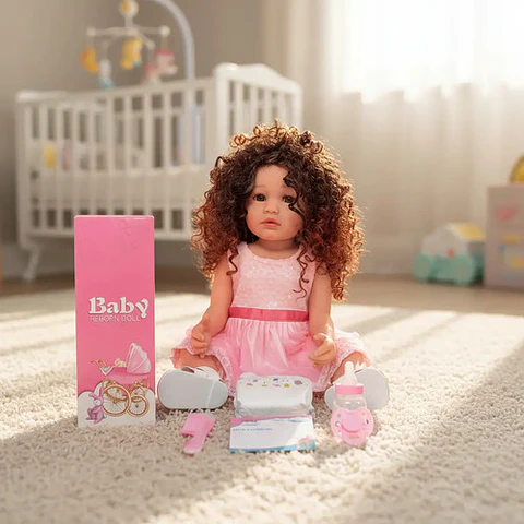 Muñeca 54cm Bebé Crespa Realista Silicona Cuerpo Blando