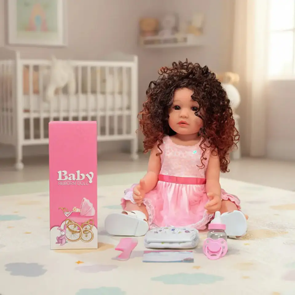 Muñeca 54cm Bebé Crespa Realista Silicona Cuerpo Blando 6