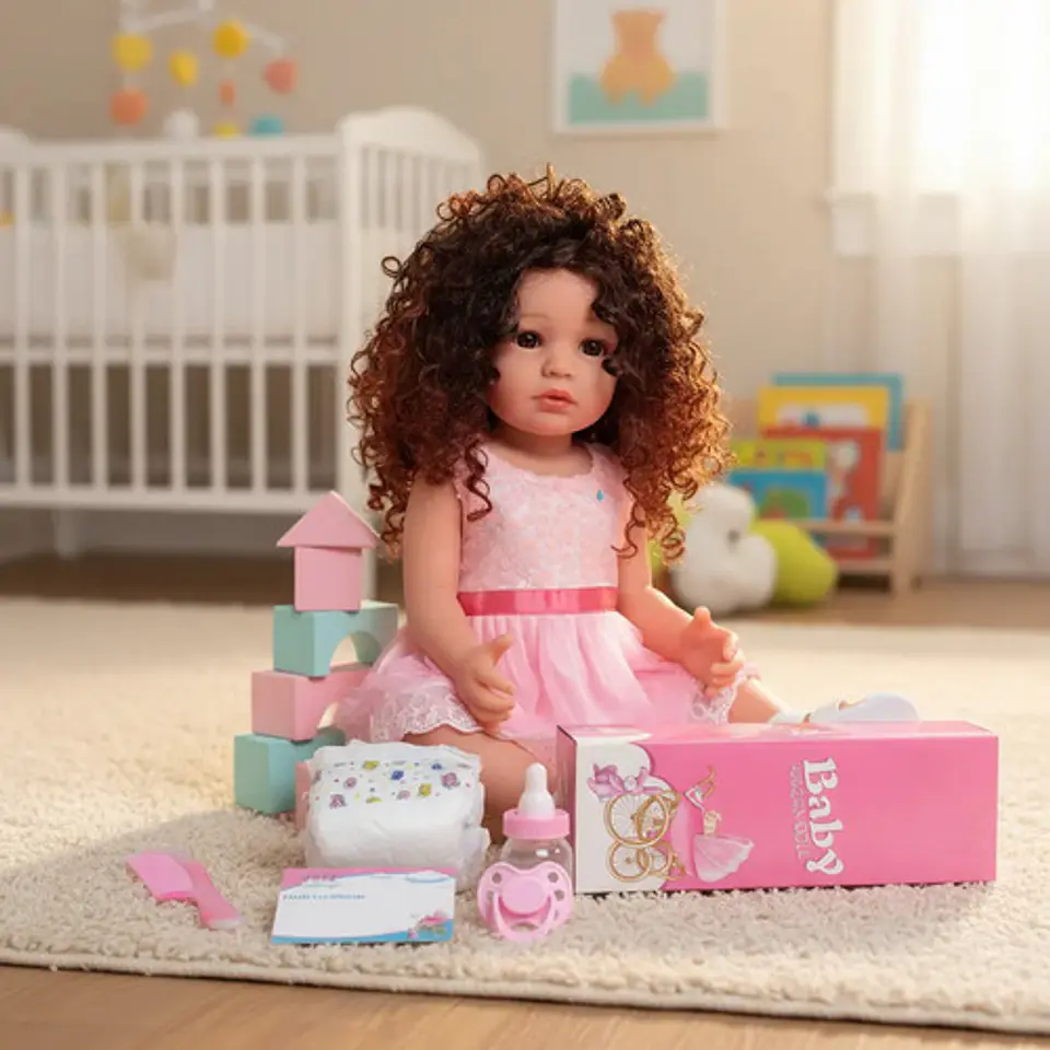 Muñeca 54cm Bebé Crespa Realista Silicona Cuerpo Blando 8