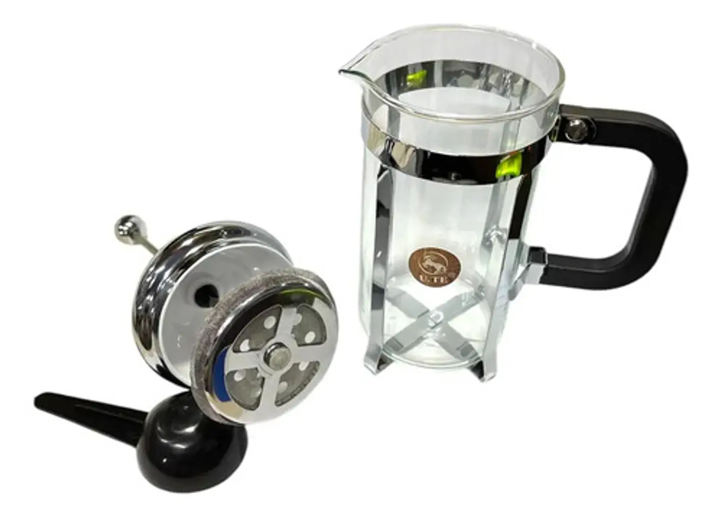 Prensa Francesa Cafe +cuchara Vidrio 350ml Filtro Acero Lujo Negro 5