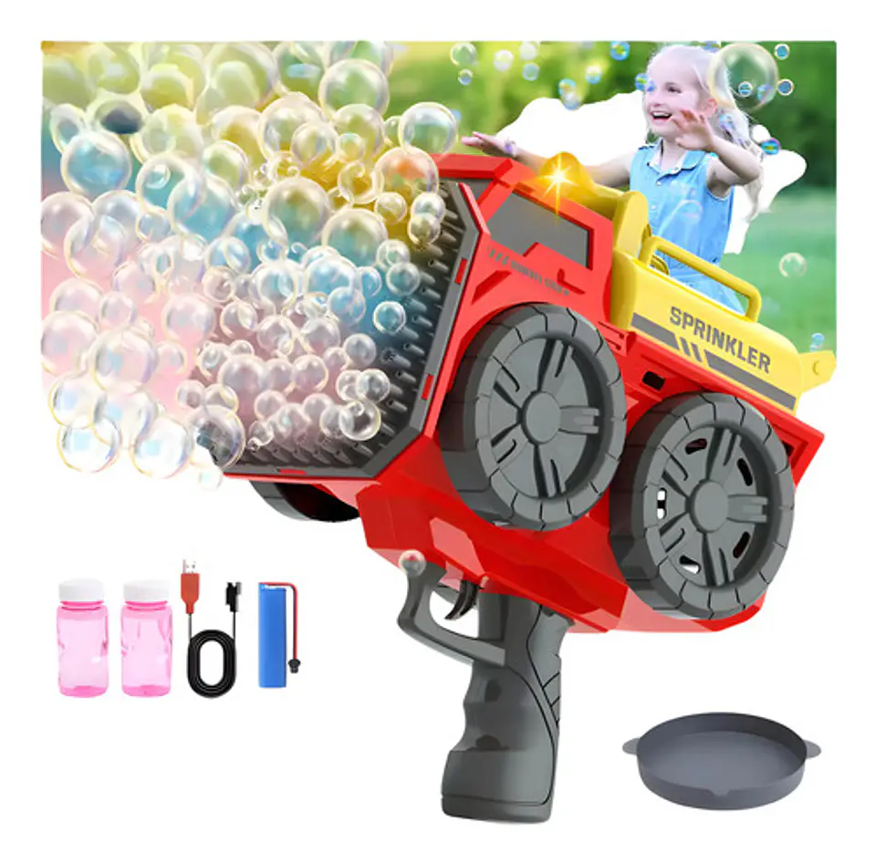 Pistola Lanzador Burbujero Eléctrico Usb Liquido Burbujas 6