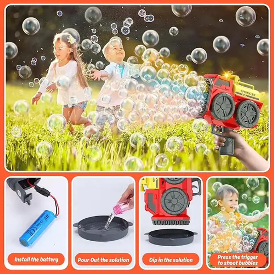 Pistola Lanzador Burbujero Eléctrico Usb Liquido Burbujas 10