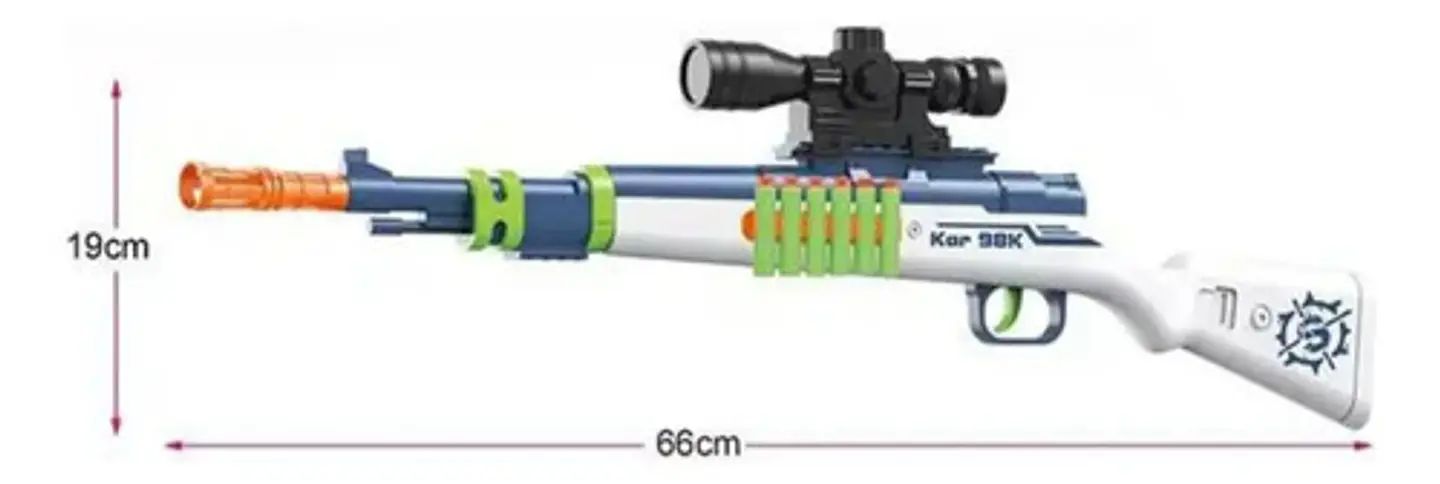 Juguete Rifle Lanzador Kar98 Dardos Hidrogel Pistola Niños 2