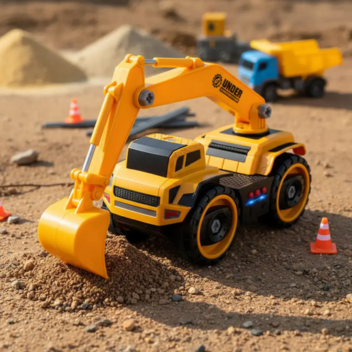 Excavadora City Truck Amarilla Con Luces Y Sonido Amarillo 1