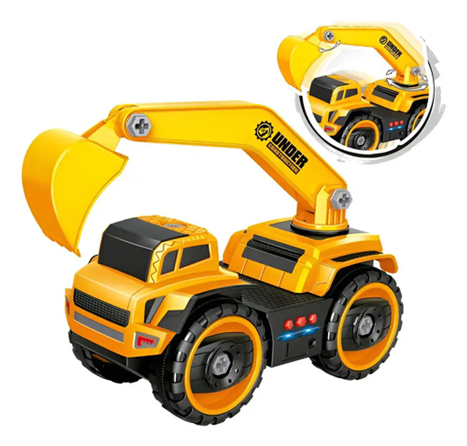 Excavadora City Truck Amarilla Con Luces Y Sonido Amarillo 2