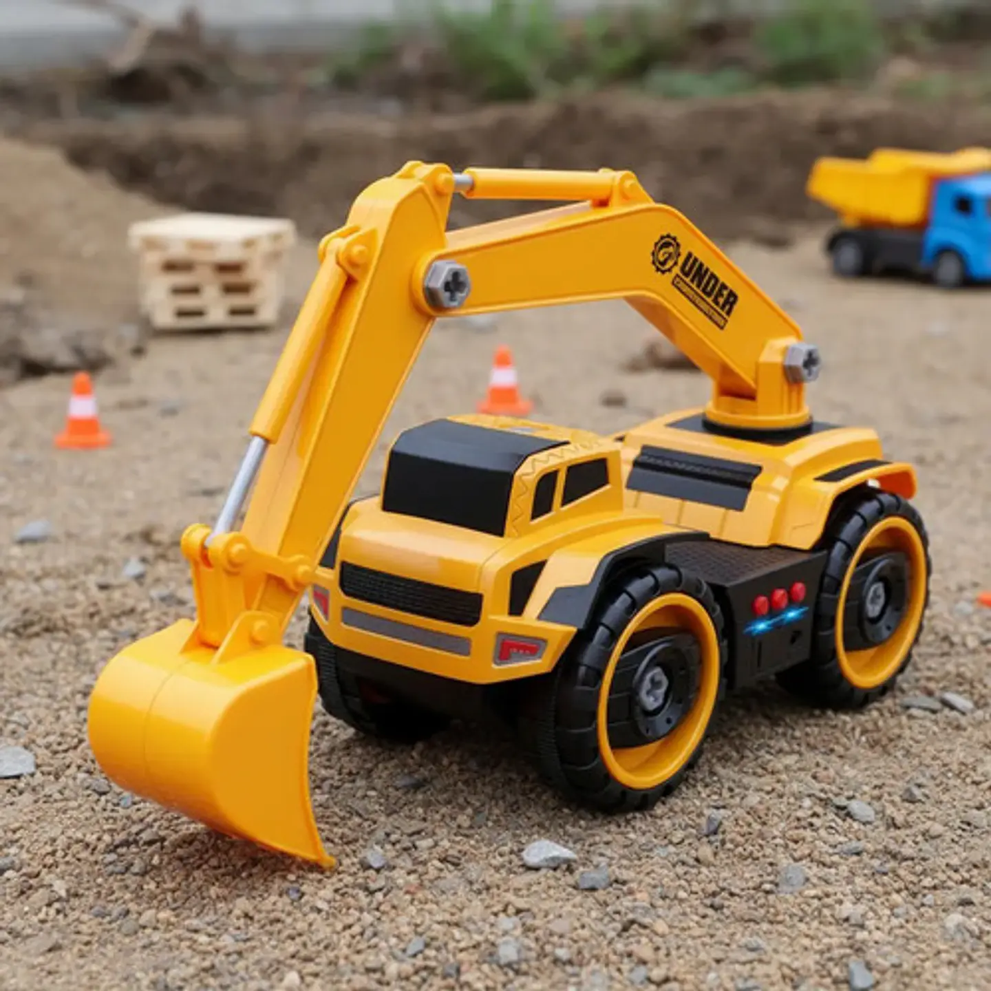 Excavadora City Truck Amarilla Con Luces Y Sonido Amarillo 3