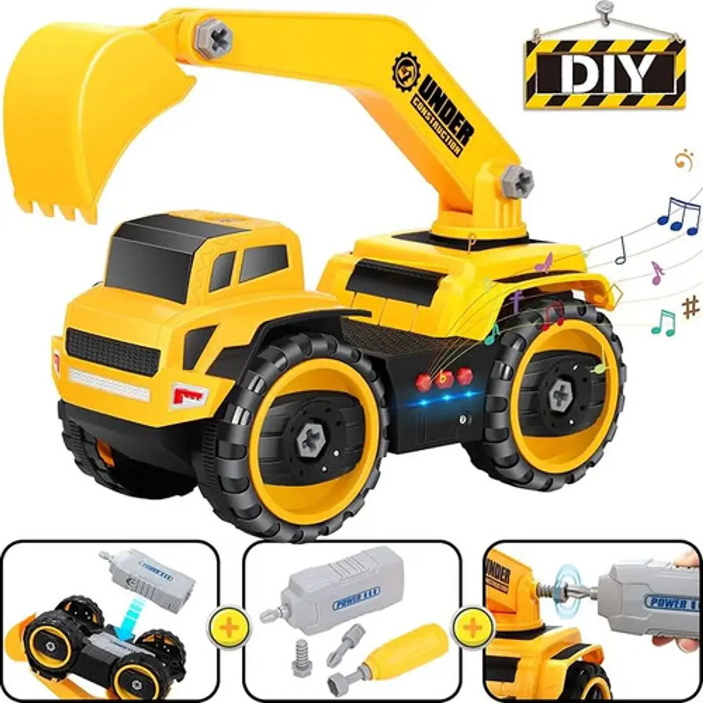 Excavadora City Truck Amarilla Con Luces Y Sonido Amarillo 5