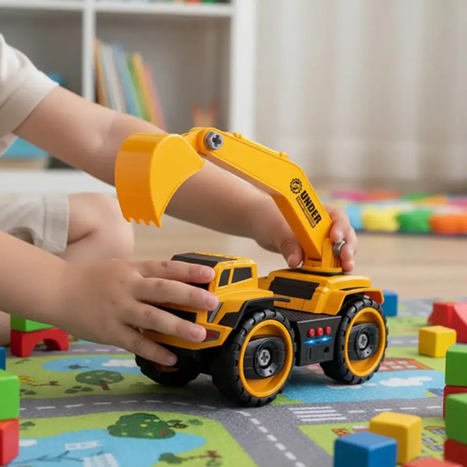 Excavadora City Truck Amarilla Con Luces Y Sonido Amarillo 9