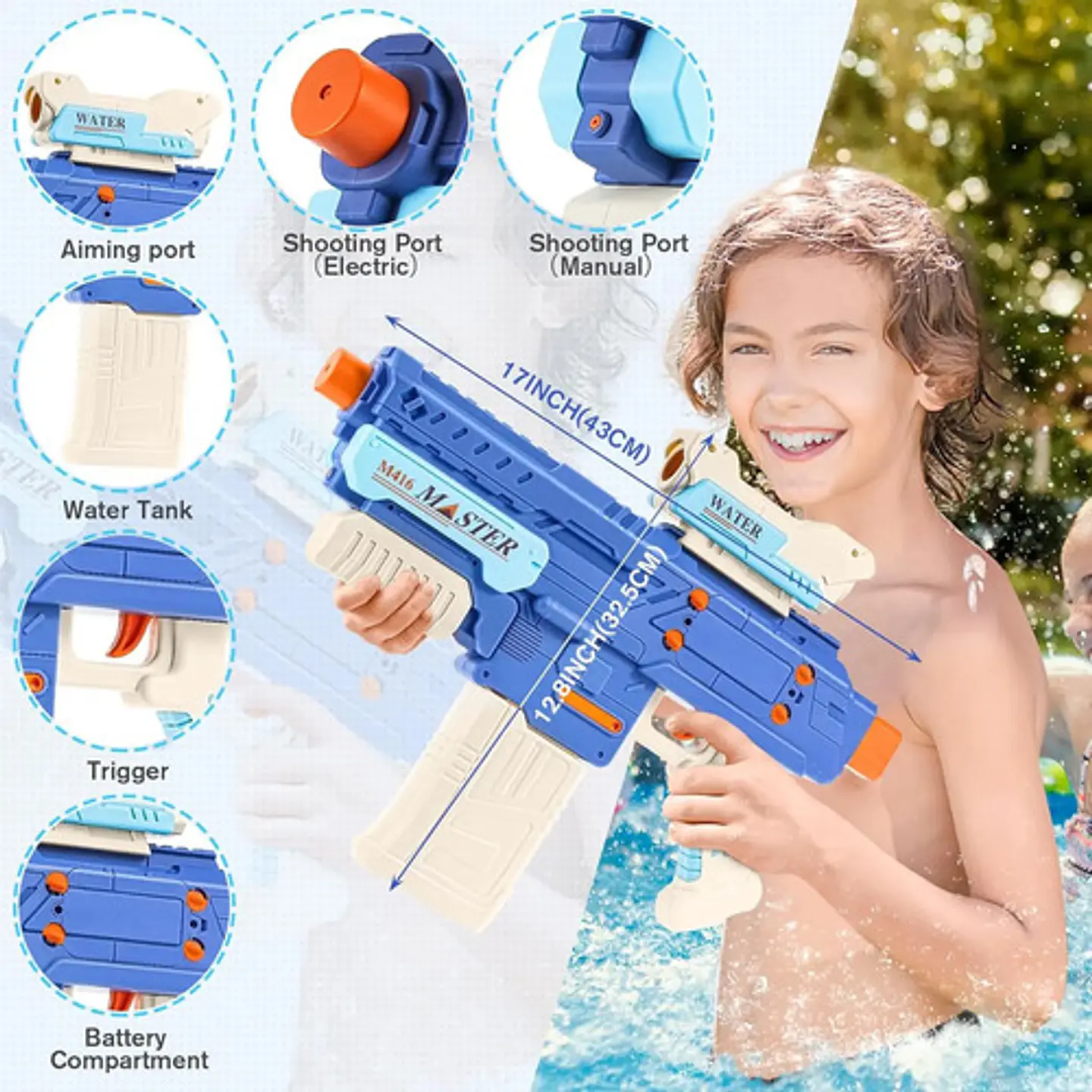 Pistola Electrica Lanza Agua Juguete Niños M4 Ametralladora 3