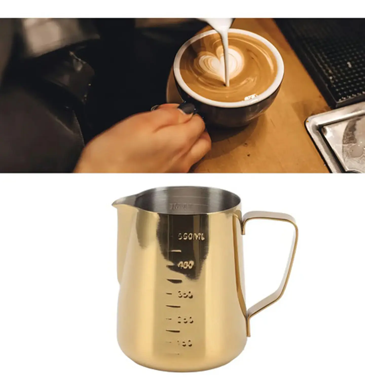 Jarra Lechera Expreso Barista Café Medidor 550ml Color Dorado Ja0260 2