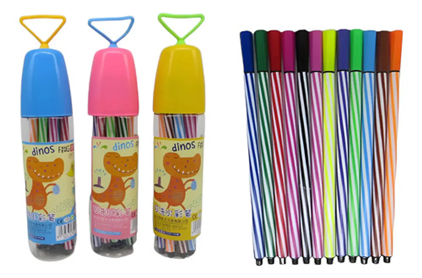 Plumones Fangfeng Estuche Dinos 24 Colores Tinta Alcohol Diseño Infantil 1