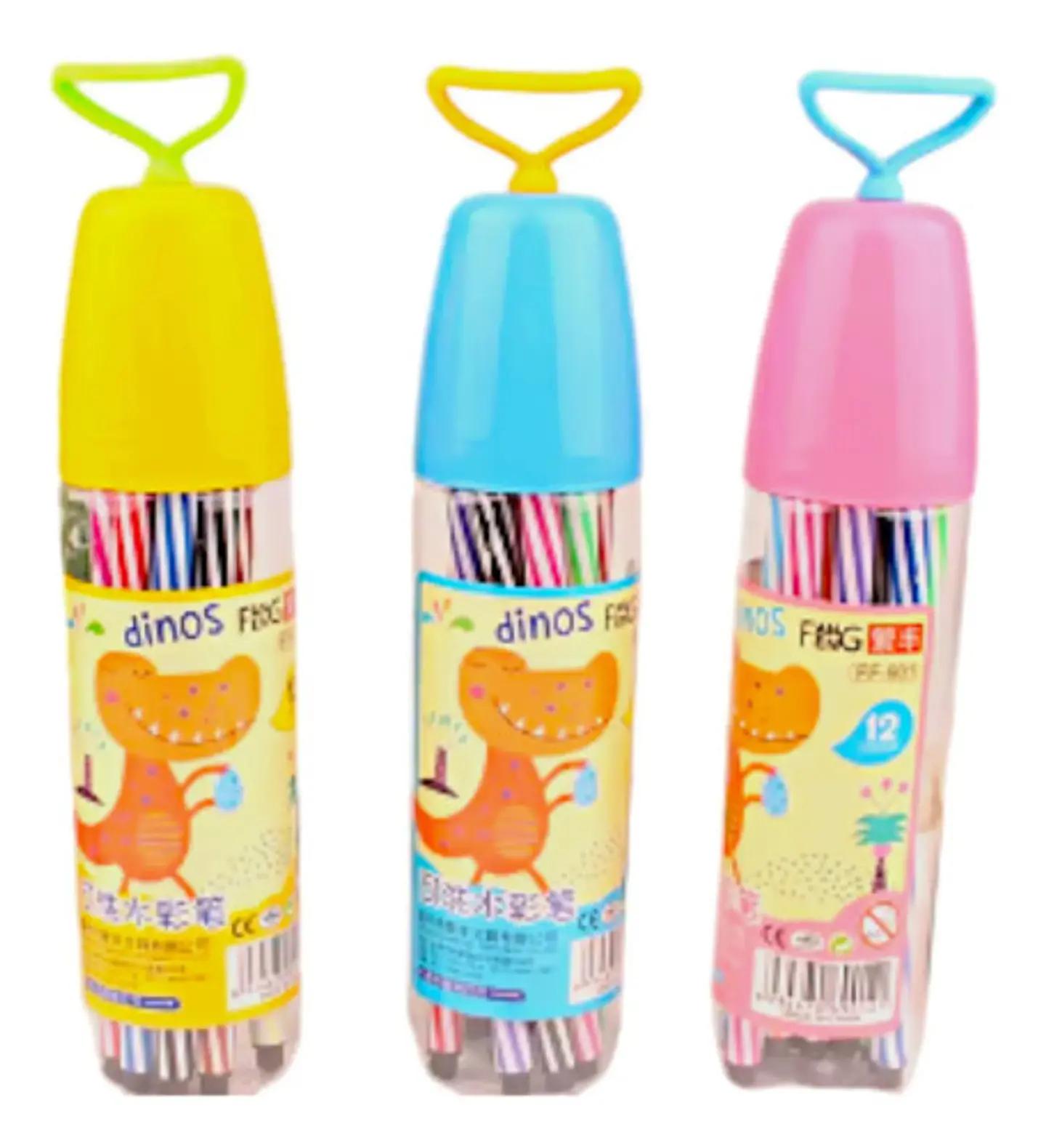 Plumones Fangfeng Estuche Dinos 24 Colores Tinta Alcohol Diseño Infantil 3
