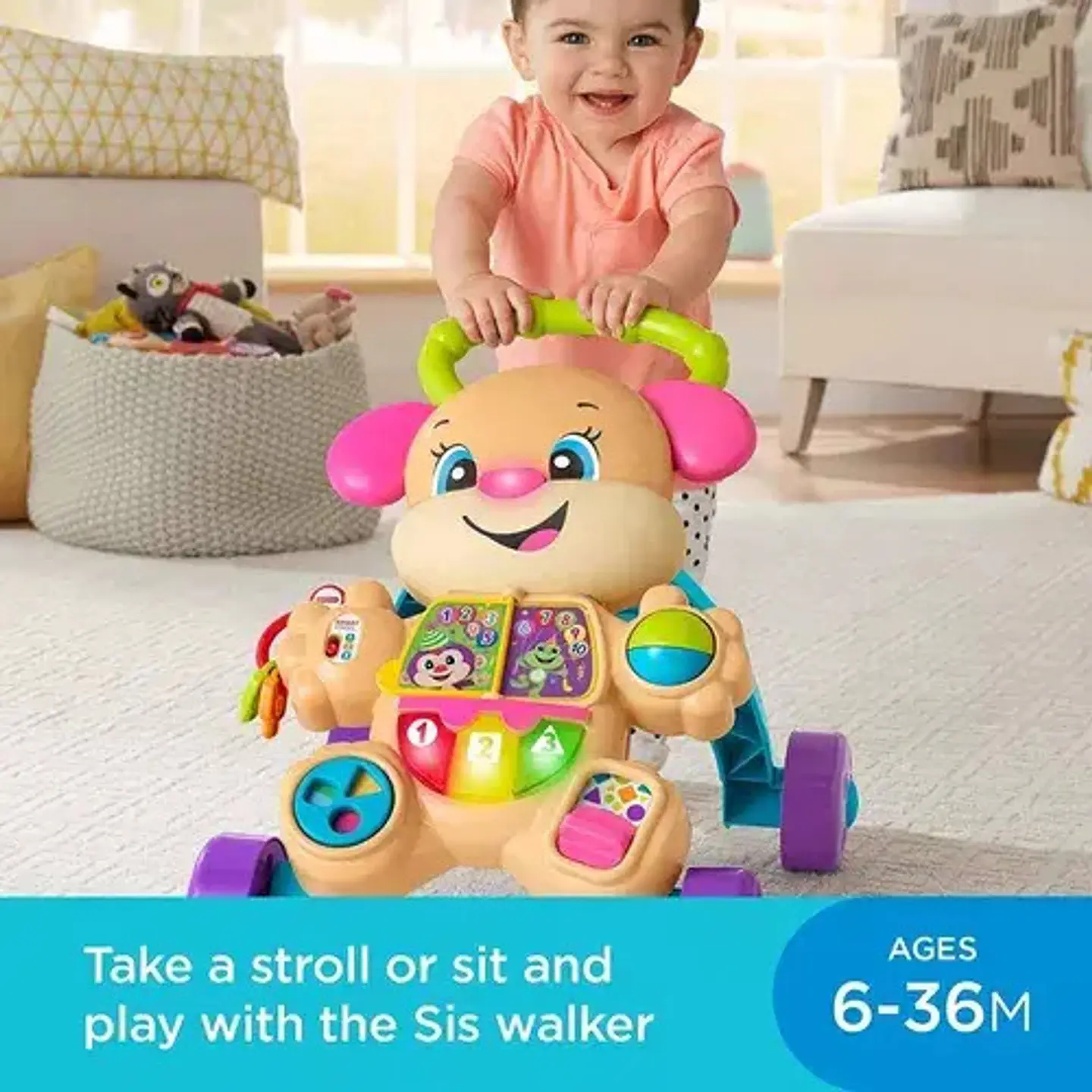 Fisher Price Ríe Y Aprende Hermanita Andadera De Aprendizaje Color Multicolor 2
