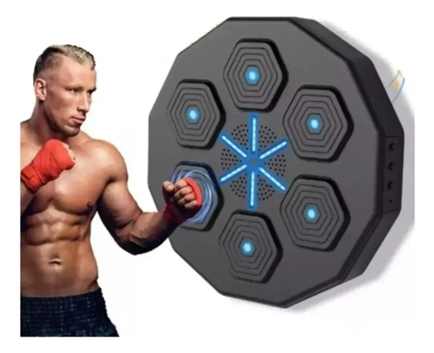 Máquina De Boxeo Musical Tablero Fit Con Guantes Bluetooth Negro 1