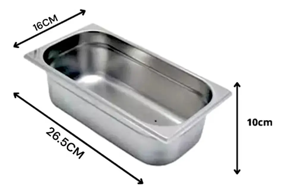 Azafate 1/4 Gn 26.5x16x 10cm Acero Inoxidable Sin Tapa 2