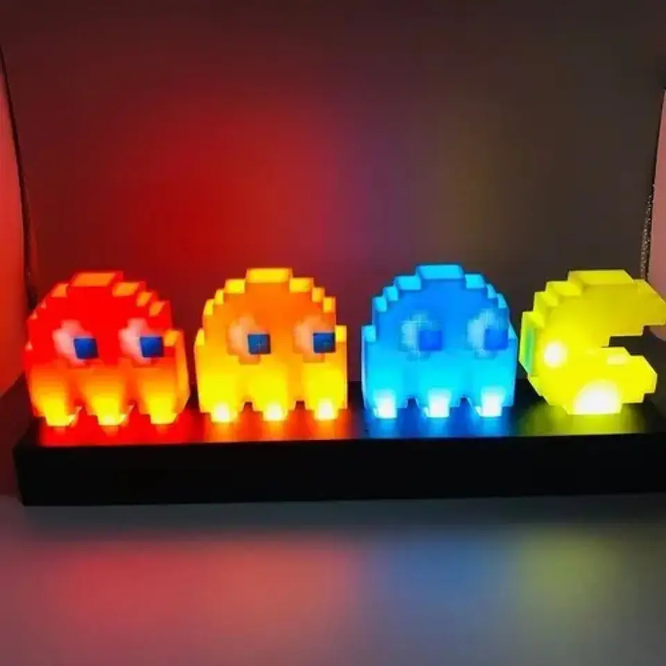 Lampara Pac-man Control De Sonido Colorido Luz Nocturna Usb 4