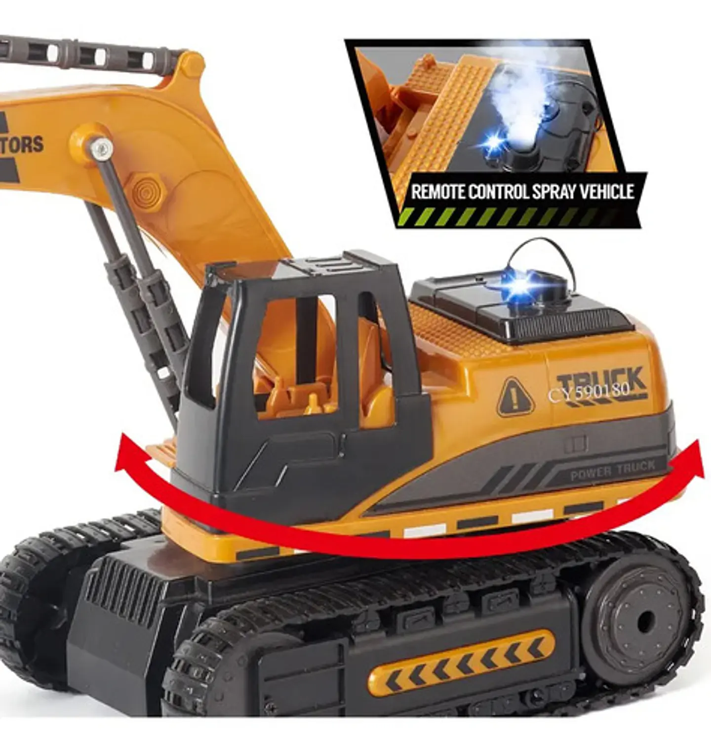 Carro Retro Excavadora A Control Remoto Luces Y Sonido Color Amarillo Personaje Retroexcavadora 5