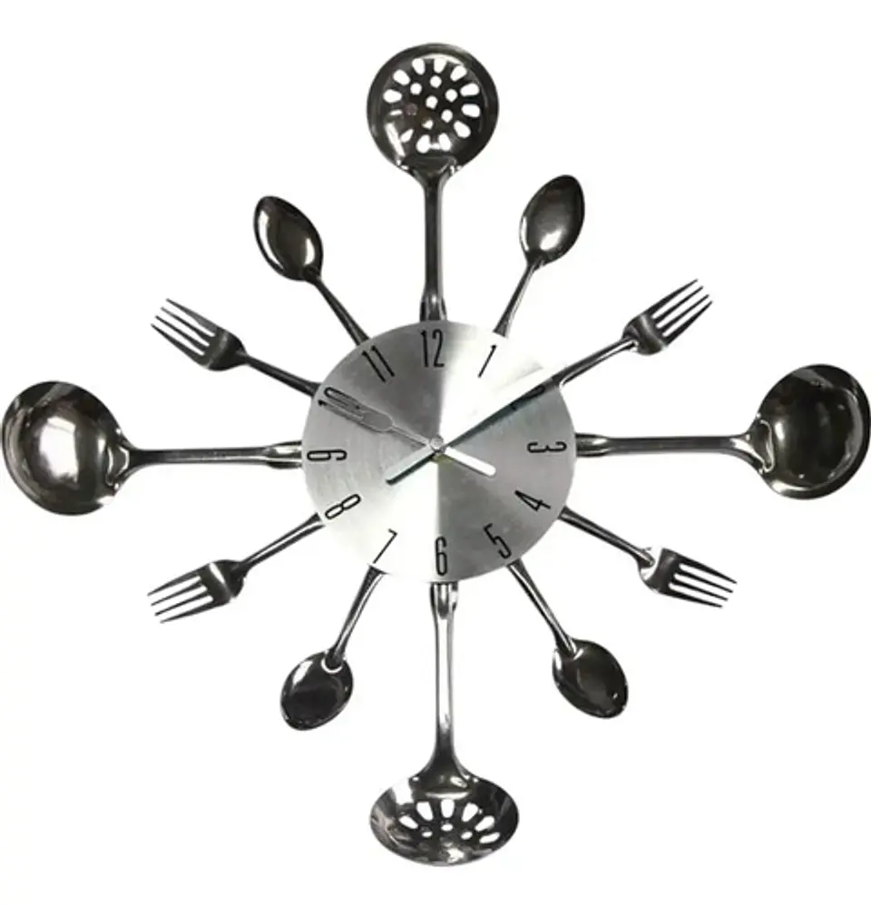 Reloj Analogico Utensilios Cocina Pared 40 Cm Metal Lujo 1