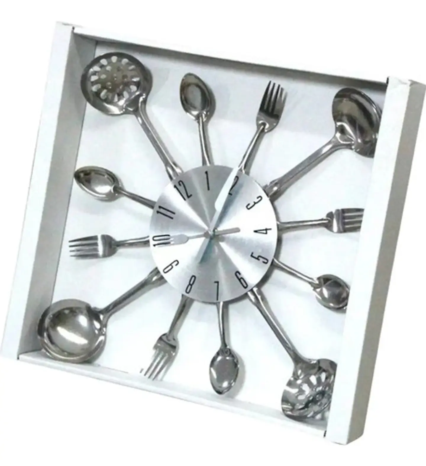 Reloj Analogico Utensilios Cocina Pared 40 Cm Metal Lujo 2