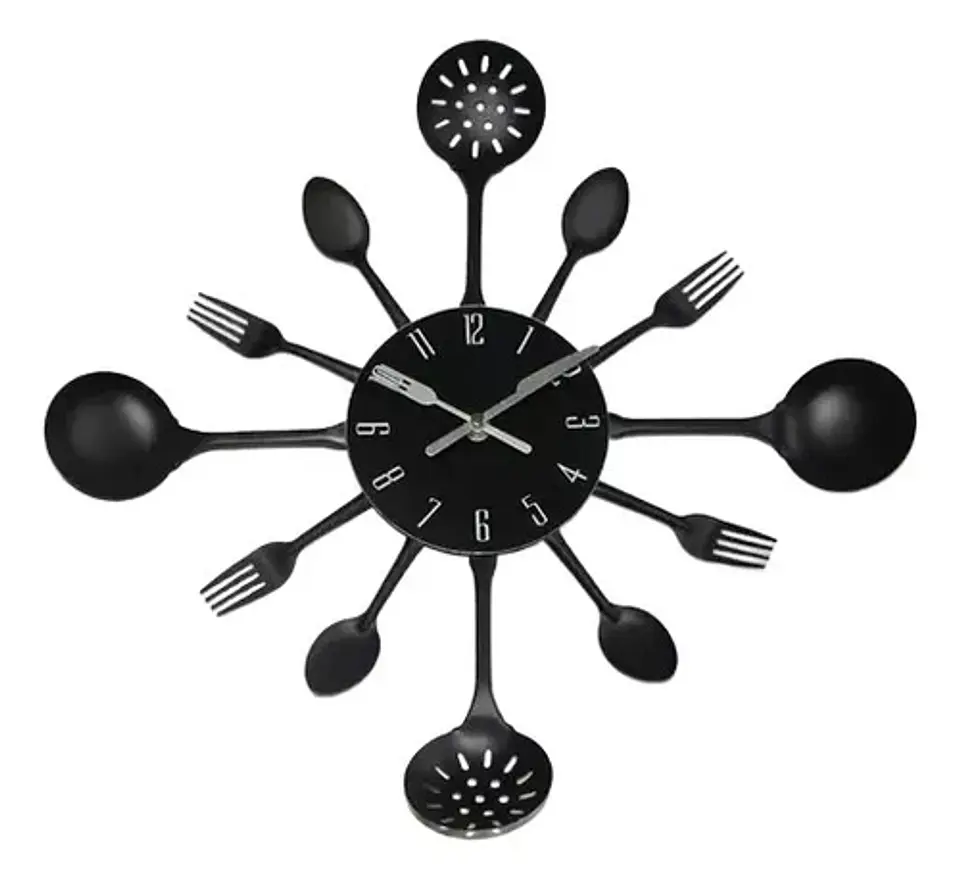 Reloj Analogico Utensilios Cocina Pared 40 Cm Metal Lujo 5