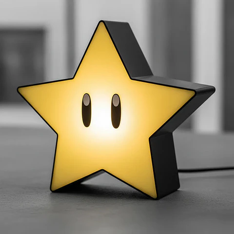 Lámpara De Mesa Bloque De Super Mario Bros Con Sonidos, Led Y Usb Luces Estrella De Mario Negro