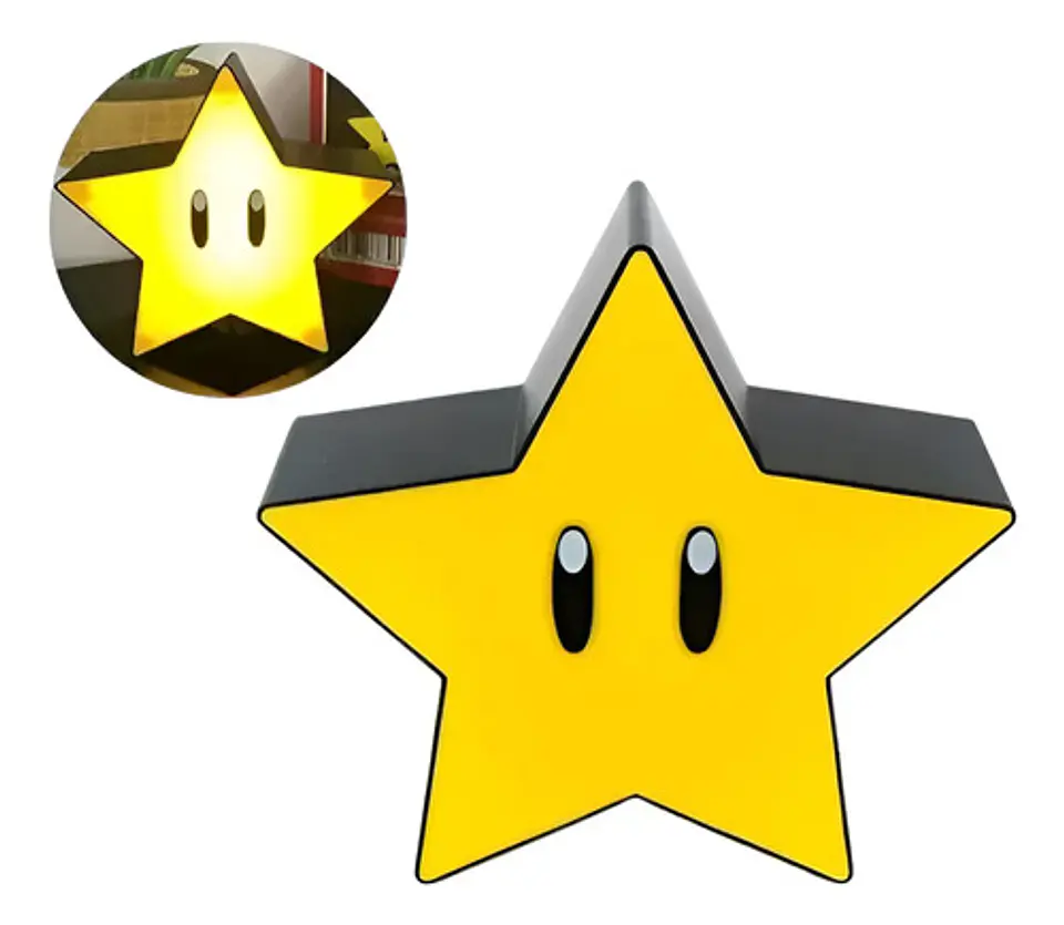 Lámpara De Mesa Bloque De Super Mario Bros Con Sonidos, Led Y Usb Luces Estrella De Mario Negro 2