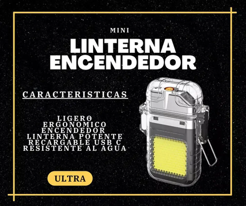 Linterna Led Recargable Deka 300lm Usb Transparente Encendedor Blanco 3