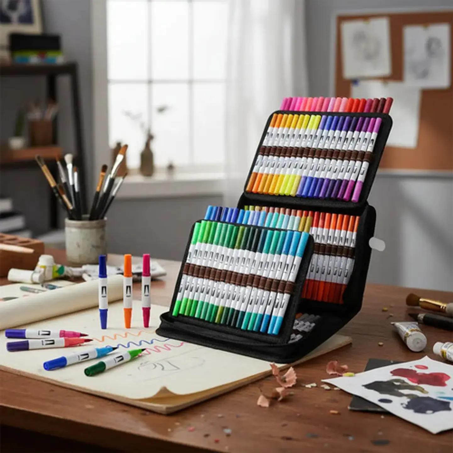 Marcadores Punta Pincel Artistas, 168 Pcs Rotuladores Maleta 1