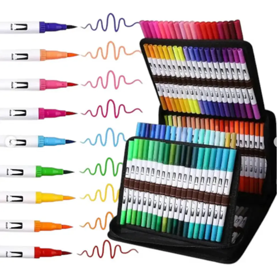 Marcadores Punta Pincel Artistas, 168 Pcs Rotuladores Maleta 2