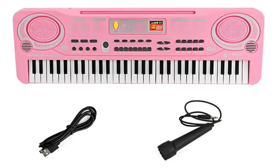 Organeta Piano Musical Niños Niñas 61 Teclas Microfono Color Rosa 1