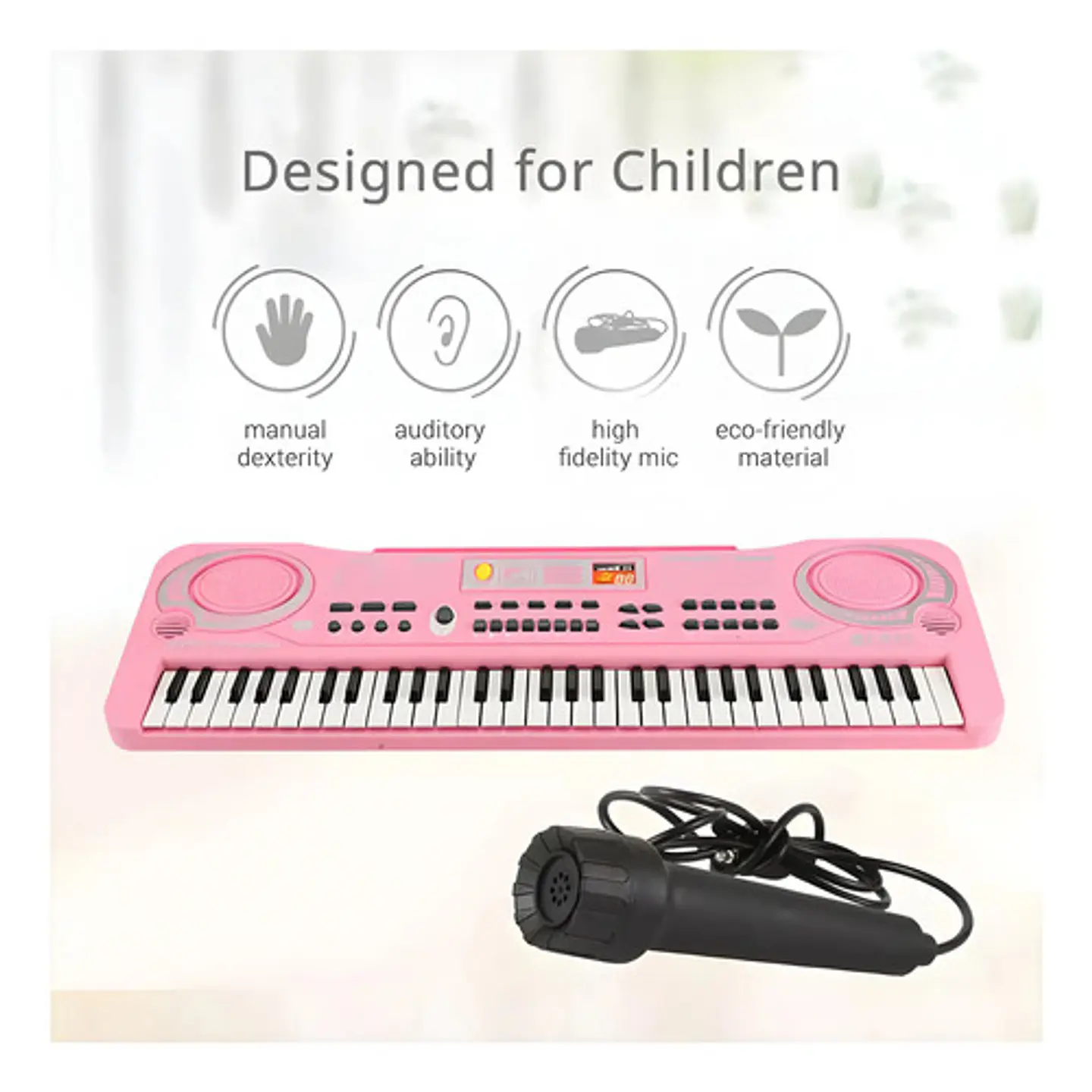 Organeta Piano Musical Niños Niñas 61 Teclas Microfono Color Rosa 3