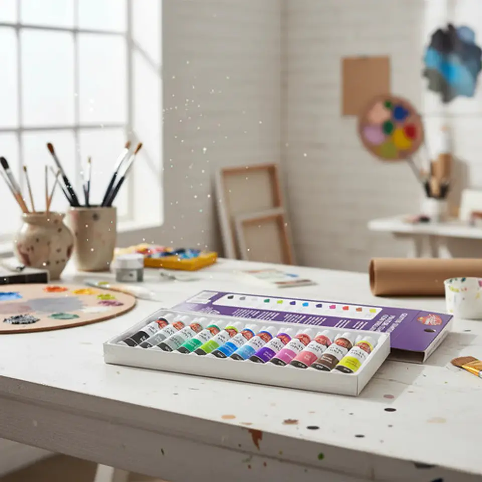 Paleta De Pintura 12 Pcs Oleos Con Brillantinas 4