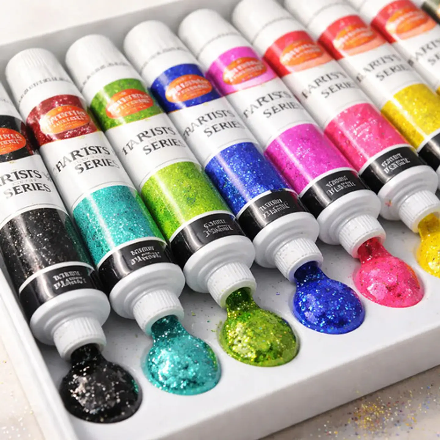 Paleta De Pintura 12 Pcs Oleos Con Brillantinas 5