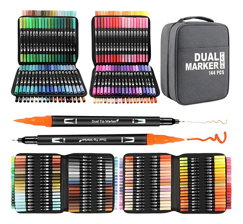 Marcadores De Punta De Pincel Artistas 144 Pcs Rotuladores