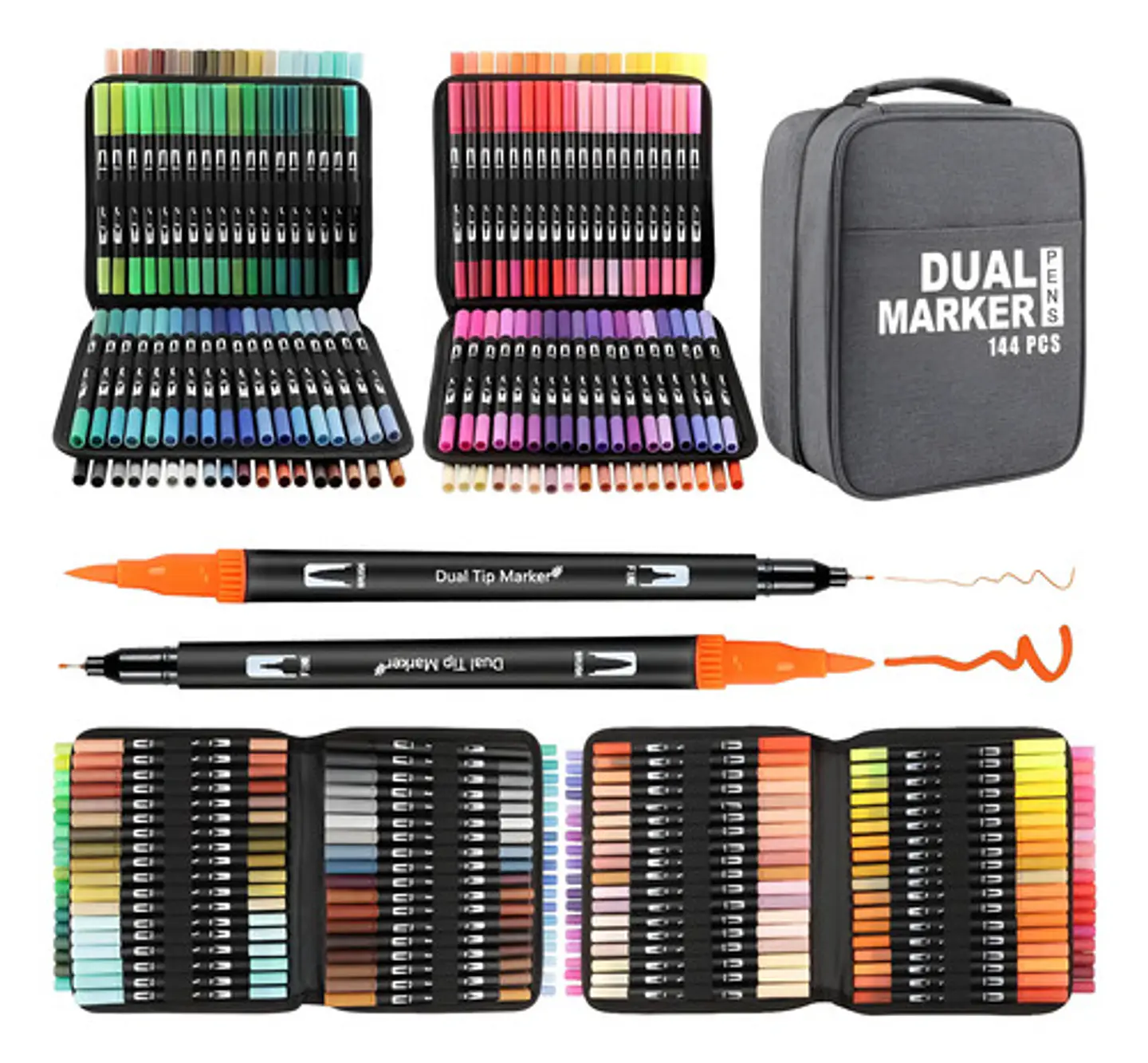 Marcadores De Punta De Pincel Artistas 144 Pcs Rotuladores 1