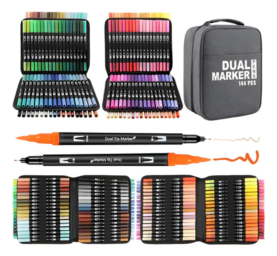 Marcadores De Punta De Pincel Artistas 144 Pcs Rotuladores 1