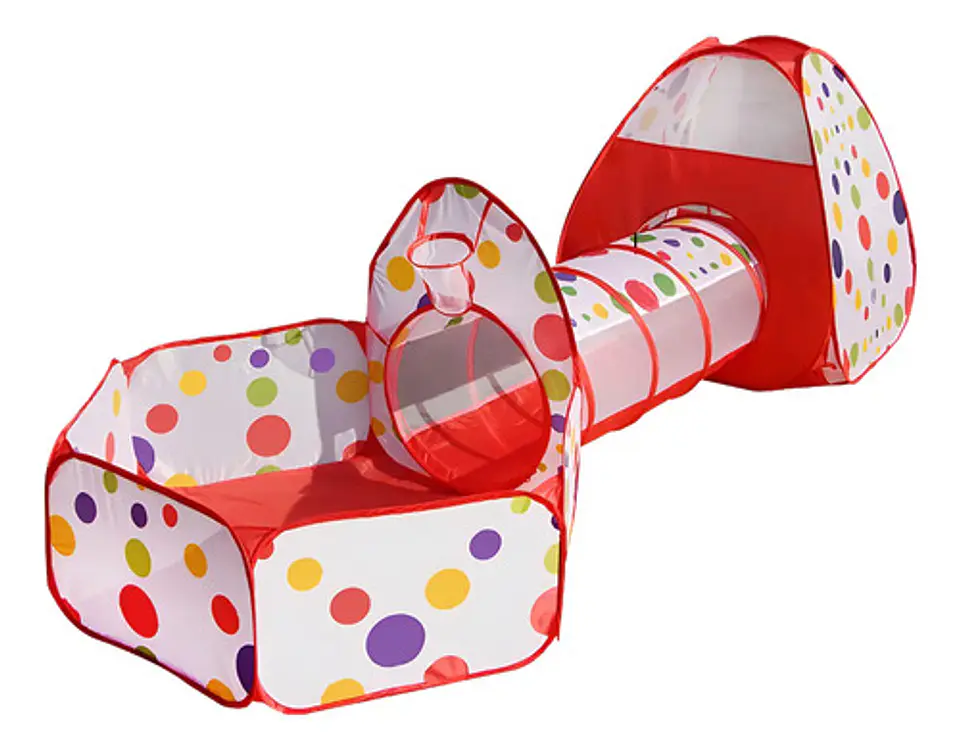 Carpa Tunnel Piscina 3 En 1 Macro Infantil Rojo Puntos Niños 2 Años A 3 Años Puntos Rojo 1