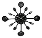 Reloj De Pared Redondo Para Cocina De Metal Negro Con Utensilios  40 Cm - Miniatura 1