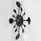Reloj De Pared Redondo Para Cocina De Metal Negro Con Utensilios  40 Cm - Miniatura 3